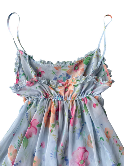 90s Victoria's Secret Blue Floral Babydoll Slip (XS)