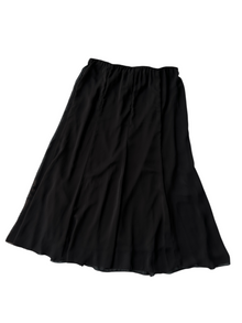 90s Black Flared Midi Skirt with Mesh Underlay (XL)