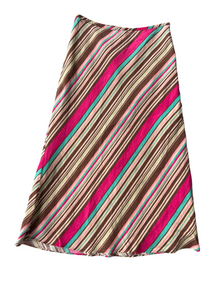 Y2k Multicolor Linen Stripe A-Line Maxi Skirt (M)