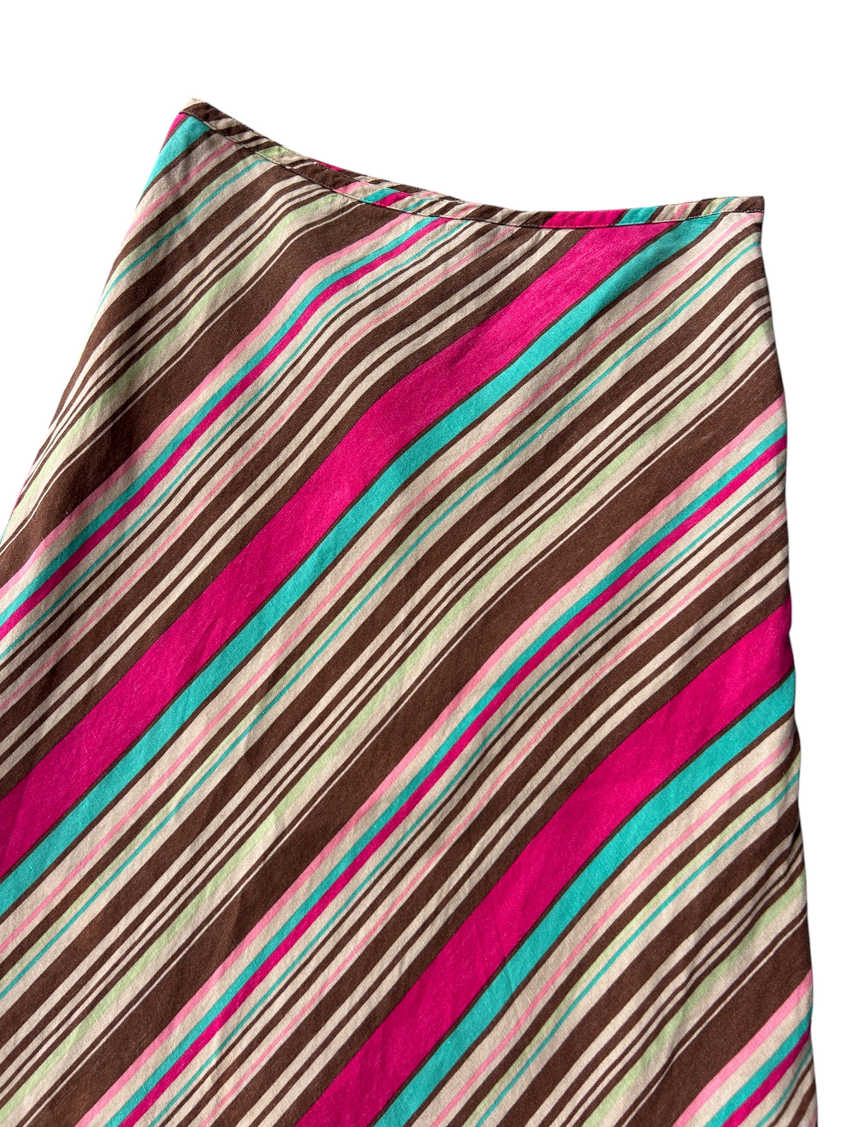 Y2k Multicolor Linen Stripe A-Line Maxi Skirt (M)