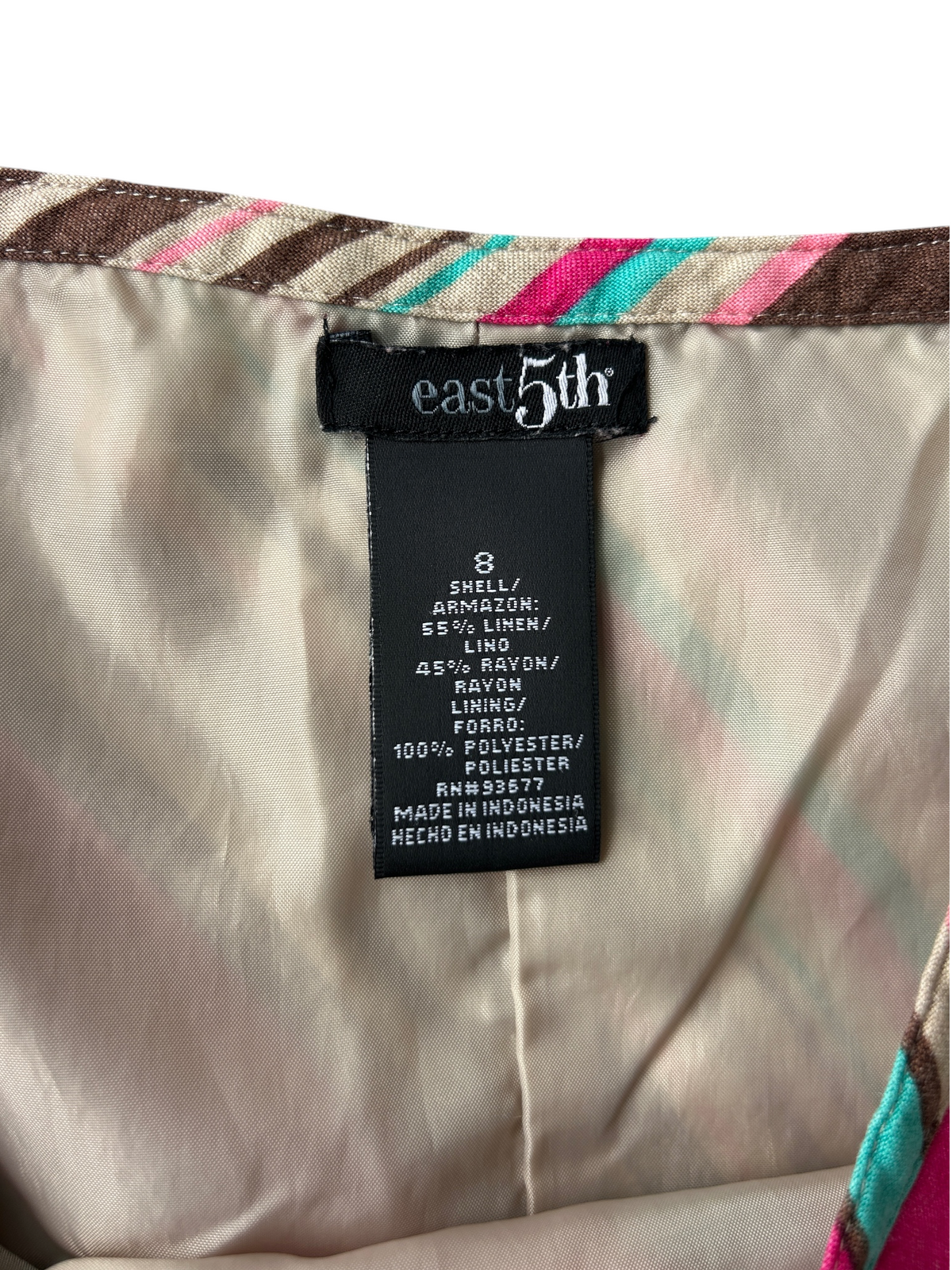 Y2k Multicolor Linen Stripe A-Line Maxi Skirt (M)