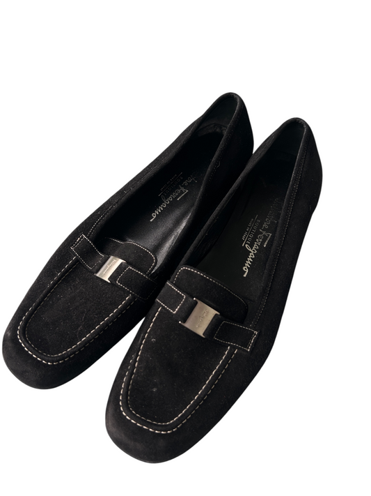 90s Salvatore Ferragamo Boutique Black Suede Loafers (Size 8.5)