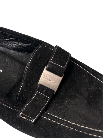 90s Salvatore Ferragamo Boutique Black Suede Loafers (Size 8.5)