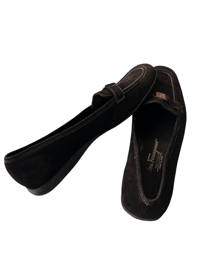 90s Salvatore Ferragamo Boutique Black Suede Loafers (Size 8.5)