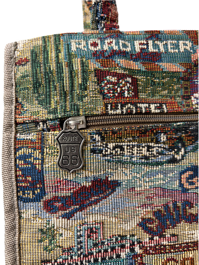 90s Route 66 Americana Tapestry Tote Bag with Wristlet
