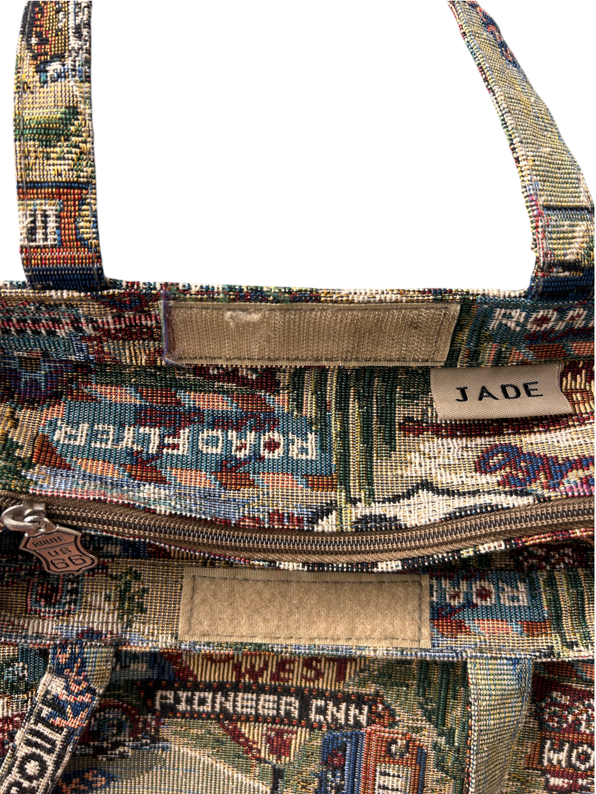 90s Route 66 Americana Tapestry Tote Bag with Wristlet