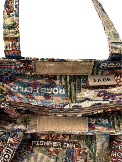90s Route 66 Americana Tapestry Tote Bag with Wristlet