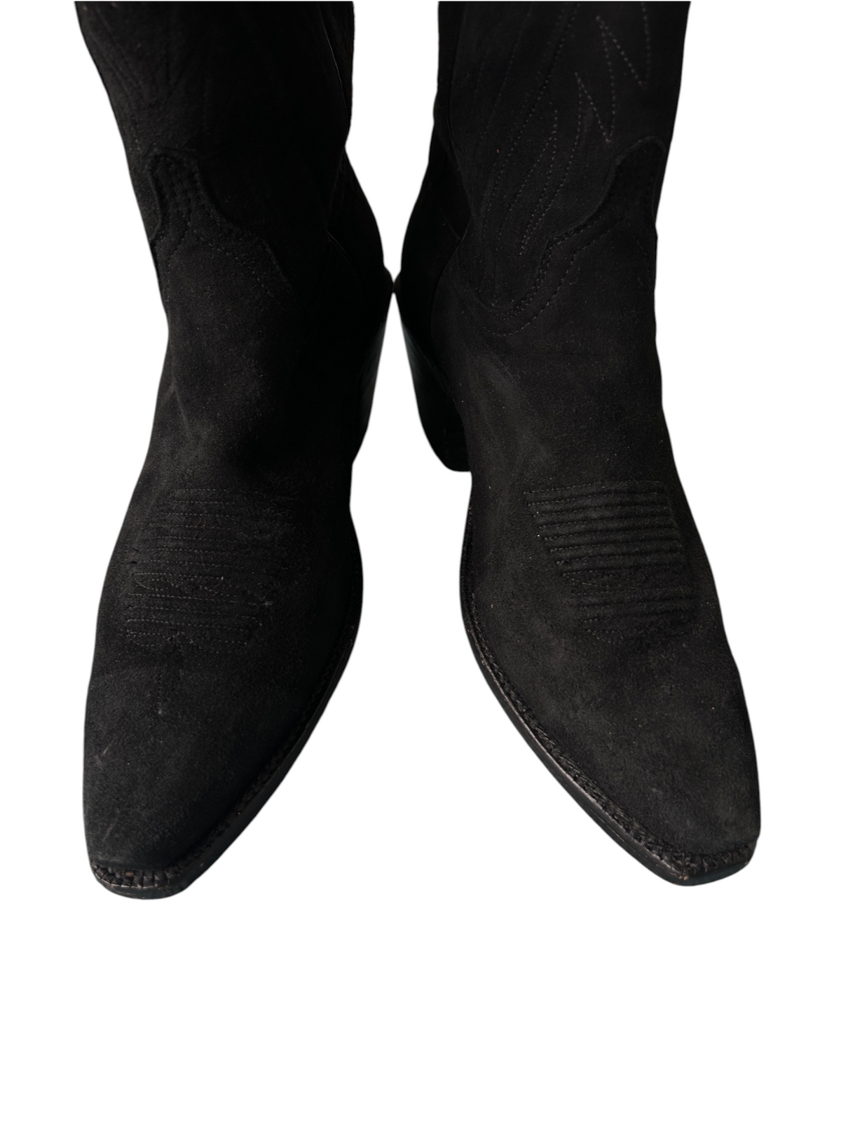 90s Lucchese Black Suede Western Cowboy Boots (8.5)