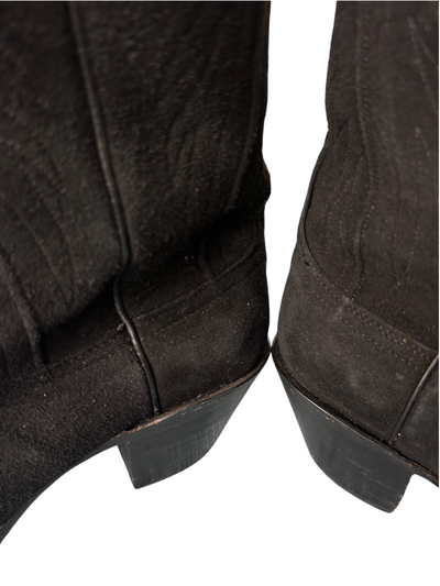 90s Lucchese Black Suede Western Cowboy Boots (8.5)