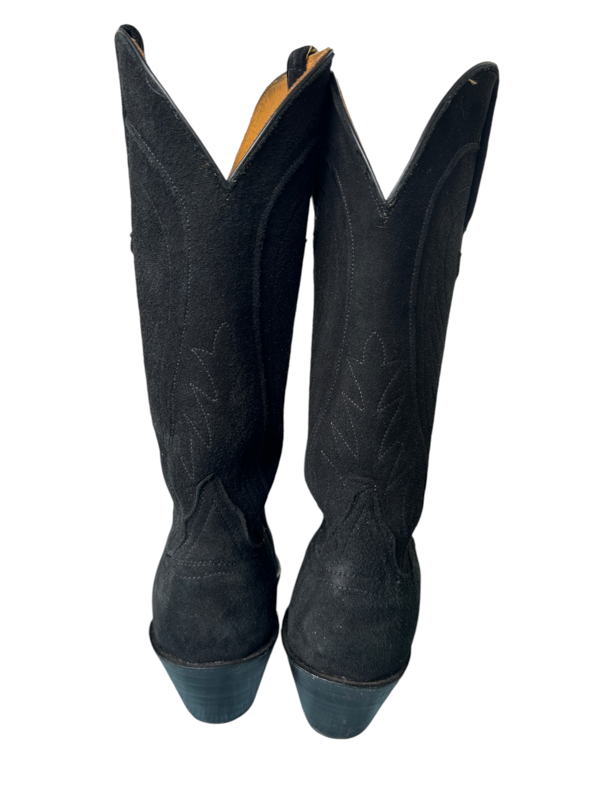 90s Lucchese Black Suede Western Cowboy Boots (8.5)