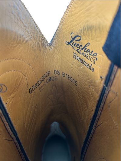 90s Lucchese Black Suede Western Cowboy Boots (8.5)