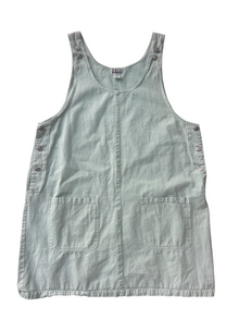 90s Sage Green Denim Snap-Side Jumper Dress (Plus Size)