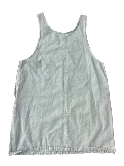 90s Sage Green Denim Snap-Side Jumper Dress (Plus Size)