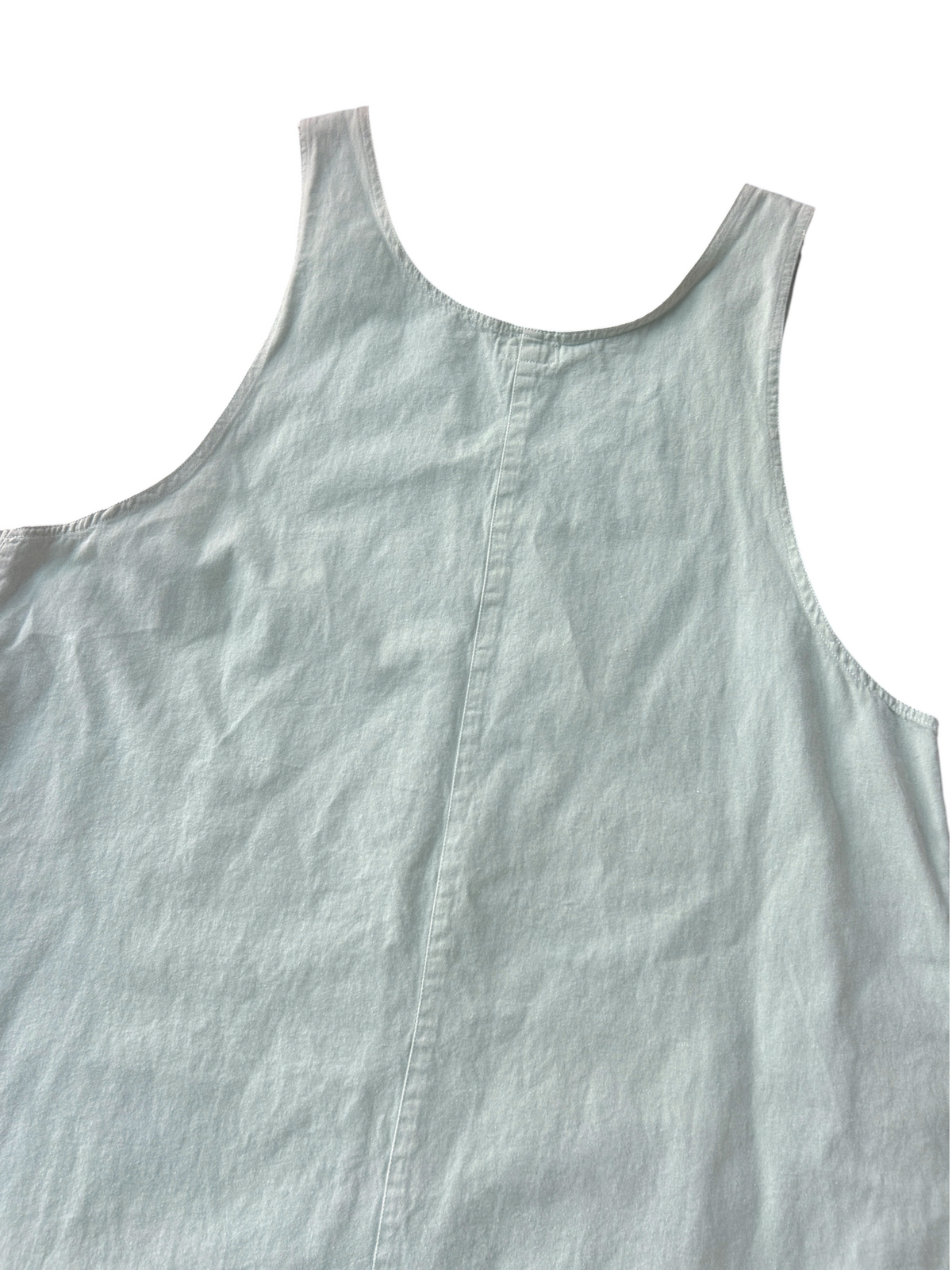 90s Sage Green Denim Snap-Side Jumper Dress (Plus Size)