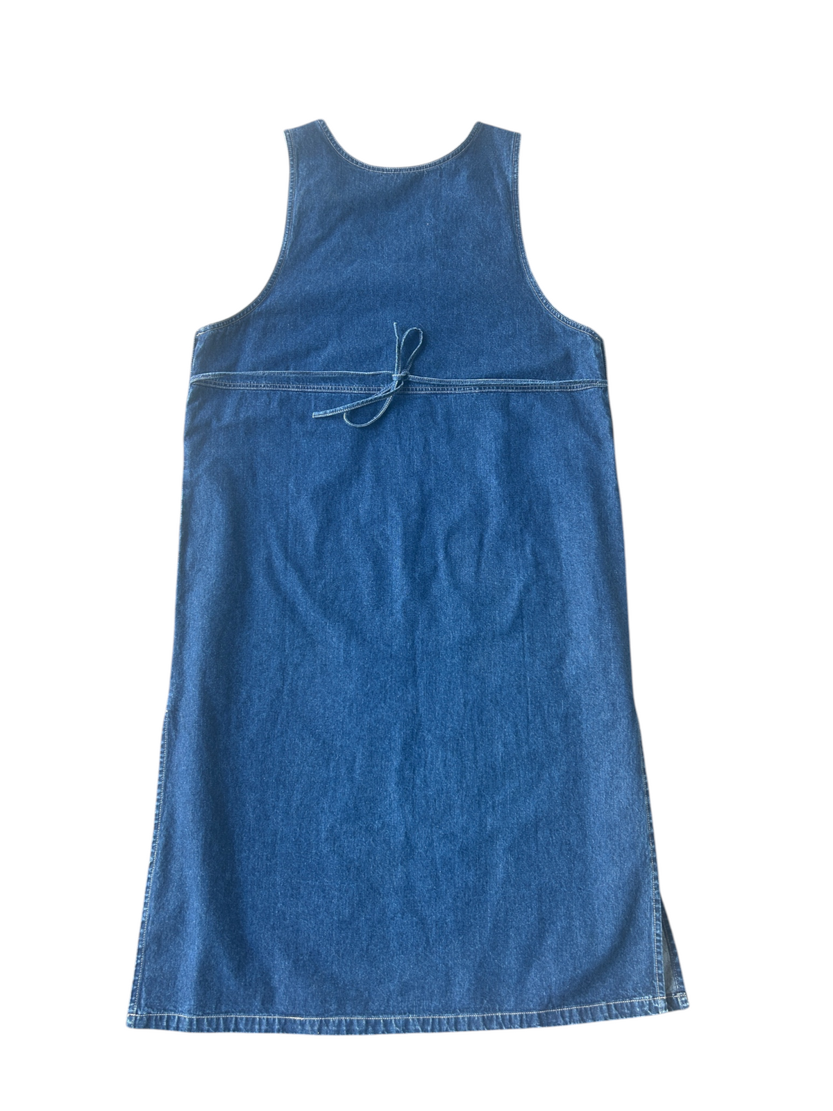 90s Dark Wash Denim Daisy Embroidered Overall Dress (Plus Size)