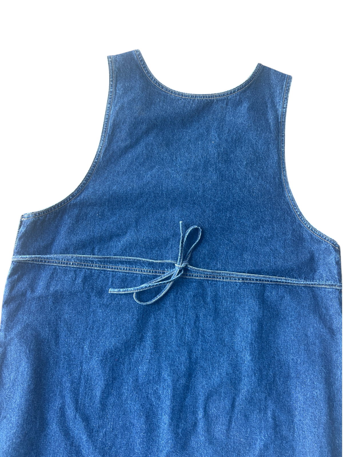 90s Dark Wash Denim Daisy Embroidered Overall Dress (Plus Size)